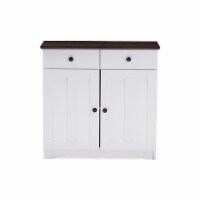 Baxton Studio Lauren Server in White and Dark Brown