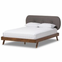 Baxton Studio Penelope Tufted Full Platform Bed in Gray