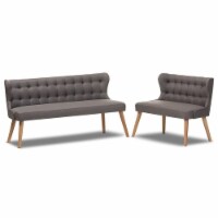 Baxton Studio Melody Mid-Century Modern Natural Wood Finishing Grey Fabric 2-Piece Settee Set Baxton Studio Melody Mid-Century Modern Natural Wood Finishing Grey Fabric 2-Piece Settee Set