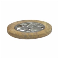 NuSteel TG-TRI-01N Wooden Trivet with Polished Wood & Nickel