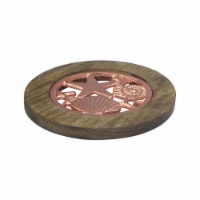 NuSteel TG-TRI-01C Wooden Trivet with Burnt Wood & Copper