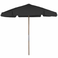 Fiberbuilt Home 7BPU-6R-WDO-TX-Black 7.5 ft. Hex Beach Umbrella 6 Rib Push Up Natural Oak wit