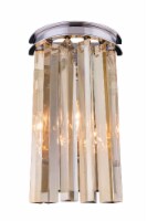 Wall Lamp W:8  H:14  E5  Lt:2 Polished nickel Finish (Royal Cut Golden Teak  Crystals)