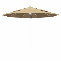 California Umbrella Venture 11' White Market Umbrella in Beige