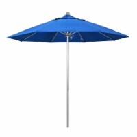 California Umbrella Venture 9' Silver Market Umbrella in Royal Blue