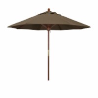 California Umbrella MARE908-5425 9 ft. Wood Market Umbrella Pulley Open Marenti Wood-Sunbrell