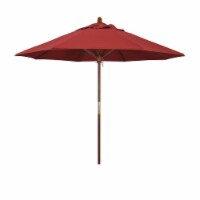 California Umbrella MARE908-F13 9 ft. Wood Market Umbrella Pulley Open Marenti Wood-Olefin-Re