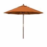 California Umbrella MARE908-SA17 9 ft. Wood Market Umbrella Pulley Open Marenti Wood-Pacifica
