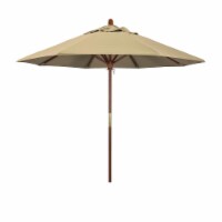 California Umbrella MARE908-SA22 9 ft. Wood Market Umbrella Pulley Open Marenti Wood-Pacifica