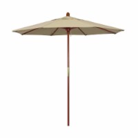 California Umbrella MARE758-SA22 7.5 ft. Wood Market Umbrella Pulley Open Marenti Wood-Pacifi