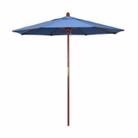 California Umbrella MARE758-SA26 7.5 ft. Wood Market Umbrella Pulley Open Marenti Wood-Pacifi