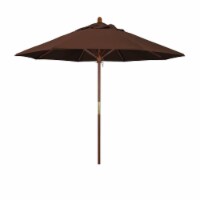 California Umbrella MARE908-5432 9 ft. Wood Market Umbrella Pulley Open Marenti Wood-Sunbrell