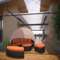 East End Imports EEI-983-EXP-ORA-SET Quest Canopy Outdoor Patio Daybed- Espresso Orange