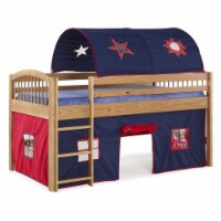 Addison Cinnamon Junior Loft Bed Blue Tent and Playhouse with Red Trim-Cinnamon