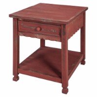 Alaterre Furniture Country Cottage End Table in Rustic Red Antique Finish