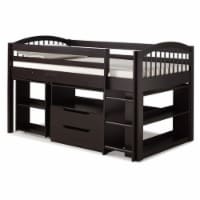 Addison Wood Junior Loft Bed with Storage Drawers Bookshelf and Desk Espresso