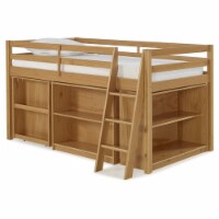 Roxy Wood Junior Loft Bed with Pull-out Desk Shelving and Bookcase in Cinnamon