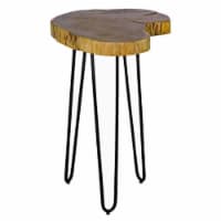 Alaterre Hairpin Natural Live Edge Wood with Metal 20 Round End Table in Natural