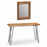 Alaterre Furniture Hairpin Natural Live Edge Media Console & 24  Mirror Set