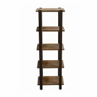 Alaterre Furniture Pomona 48  Metal and Solid Wood Bath Floor Storage Shelf