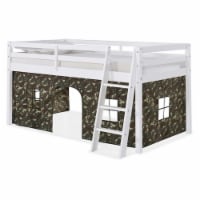 Alaterre Roxy Twin Wood Junior Loft Bed with White with Green Camo Tent