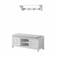Alaterre Furniture Coventry 36 W White Wood Coat Hook with Storage Bench