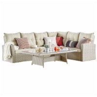 Canaan Outdoor Wicker Corner Sectional Loveseat and Sofa with 57 L Coffee Table