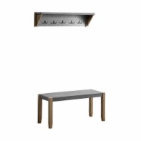 Alaterre Furniture Newport 40  Coat Hook with Shelf and Faux Concrete Bench Set