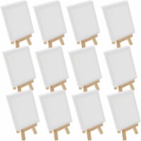 4  x 6  Stretched Canvas with 8  Mini Wood Display Easel Kit, 12 Pack - Artist Tabletop Stand