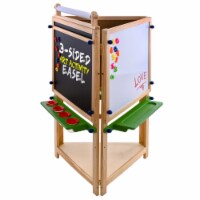 Children's 3-Sided Art Activity Easel with Chalkboard, Blackboard, Dry Erase White Board