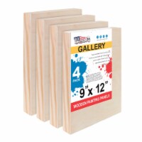 9  x 12  Birch Wood Paint Pouring Panel Boards, Gallery Series, 1-1/2  Deep Cradle -4 Pack