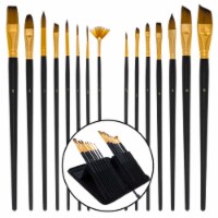15 Piece Artist Long Handle Paint Brush Set in Zippered Nylon Pop-Up Travel Storage Case