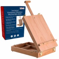 Antigua Adjustable Wood Table Sketchbox Easel, Beechwood - Portable Artist Storage Case