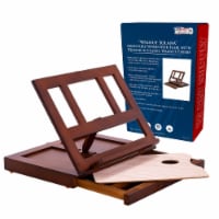 Walnut Solana Adjustable Wood Desk Table Easel with Storage Drawer, Paint Palette