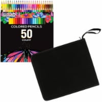 50 Piece Adult Coloring Book Artist Grade Colored Pencil Set and Bonus Zippered Carry Case