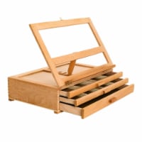 Grand Solana Adjustable Wooden 3-Drawer Storage Box Easel - Portable Wood Artist Desktop Case
