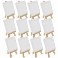 2  x 3  Stretched Canvas with 5  Mini Wood Display Easel Kit, 12 Pack - Artist Tabletop Stand