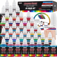 36 Color Acrylic Airbrush Paint Set - Opaque & Pearl Colors - Reducer, Cleaner & Accessories