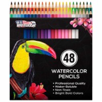 48 Piece Watercolor Artist Grade Water Soluble Colored Pencil Set, 7 Inch Pencils