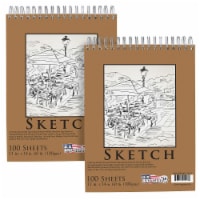 11  x 14  Premium Spiral Bound Sketch Pad, Pad of 100-Sheets, 60 Pound (100gsm) (2 Pads)