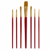7 Piece Nylon Hair Brush Set - 2 Round Size, 3 Flat Size, 1 Angle Size and 1 Flat Filbert