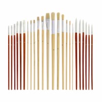 24 Piece Oil & Acrylic Paint Long Handle Artist Paint Brush Set with Canvas Carrying Case