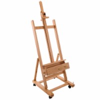 Rocker Crank Wooden Adjustable Studio Easel - Extra Large Heavy Duty H-Frame, Mast to 132