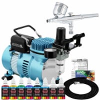 Master Airbrush Gravity Feed Airbrushing System Kit - 6 Opaque Colors Acrylic Paint Set