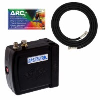 Master C16-B - Black Mini Airbrush Air Compressor with 6 Foot Braided Air Hose with 1/8 in.