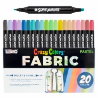 20 Pastel Colors Dual Tip Fabric & T-Shirt Marker Set - Chisel Point and Fine Point Tips