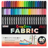 40 Primary & Pastel Colors Dual Tip Fabric & T-Shirt Marker Set - Chisel and Fine Point Tips