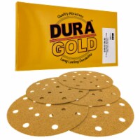 60 Grit - 6  Gold Sanding Discs - 17-Hole Pattern Hook and Loop for DA Sander - Box of 50