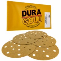 80 Grit - 6  Gold Sanding Discs - 17-Hole Pattern Hook and Loop for DA Sander - Box of 50