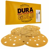 180 Grit - 6  Gold Sanding Discs - 17-Hole Pattern Hook and Loop for DA Sander - Box of 50